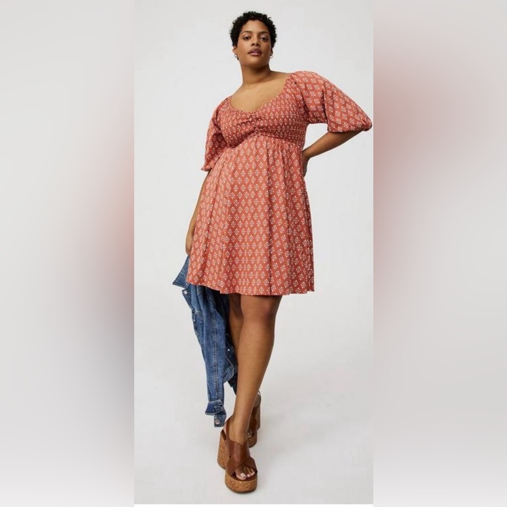 Torrid Brown Peasant Sleeve Dress 3X